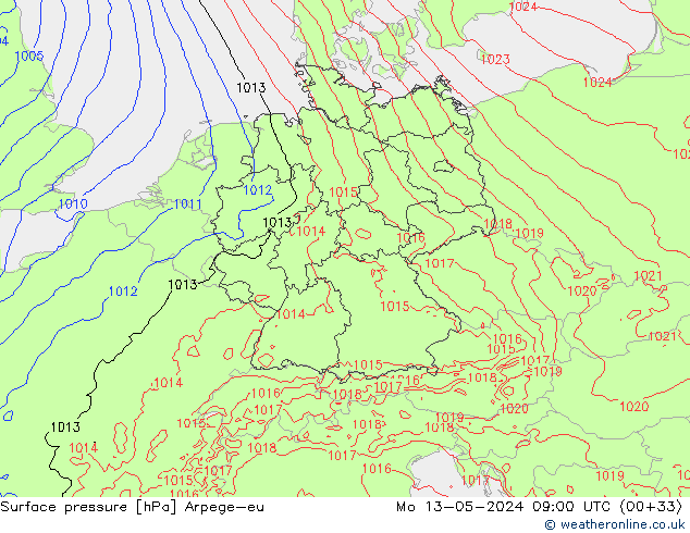pressão do solo Arpege-eu Seg 13.05.2024 09 UTC