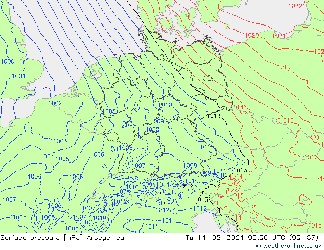 Pressione al suolo Arpege-eu mar 14.05.2024 09 UTC