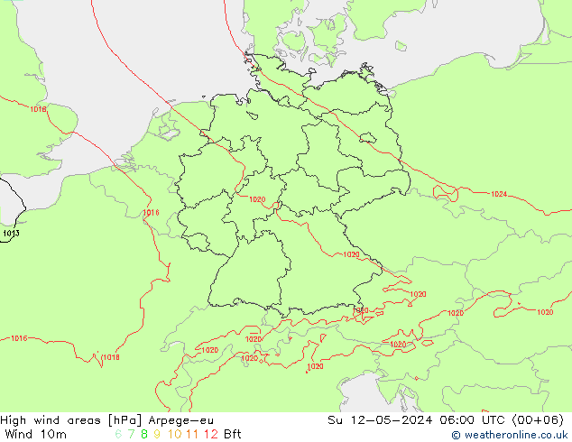 High wind areas Arpege-eu dom 12.05.2024 06 UTC