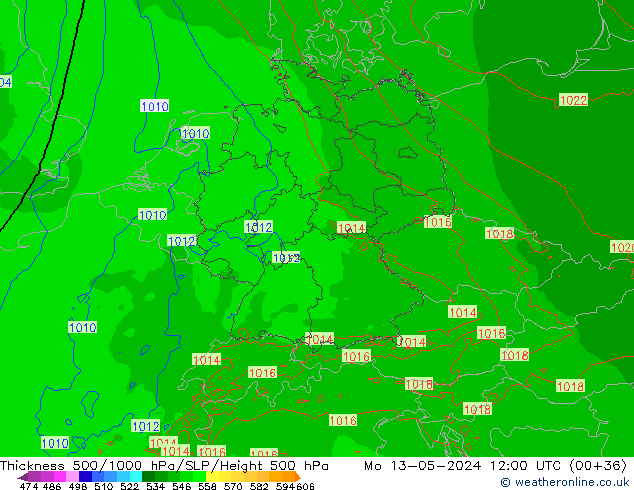 Thck 500-1000hPa Arpege-eu Mo 13.05.2024 12 UTC