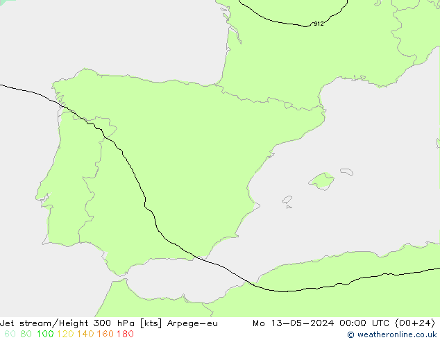 Jet stream Arpege-eu Seg 13.05.2024 00 UTC