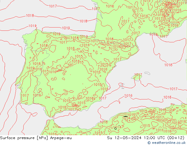 Surface pressure Arpege-eu Su 12.05.2024 12 UTC