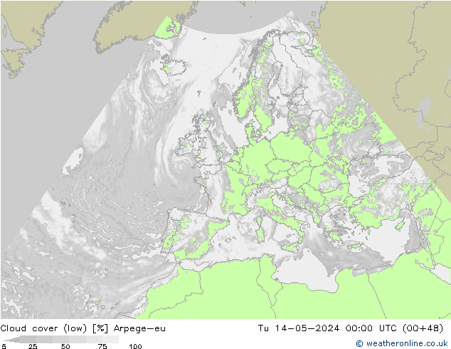 Wolken (tief) Arpege-eu Di 14.05.2024 00 UTC