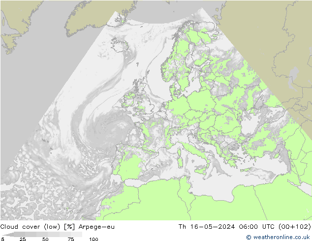 Bulutlar (düşük) Arpege-eu Per 16.05.2024 06 UTC