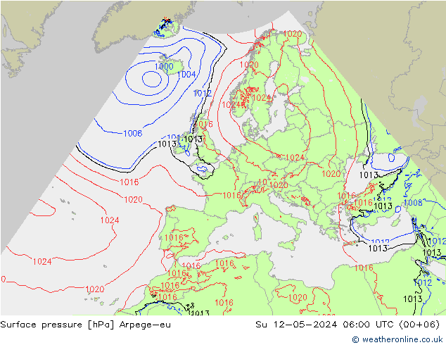 地面气压 Arpege-eu 星期日 12.05.2024 06 UTC