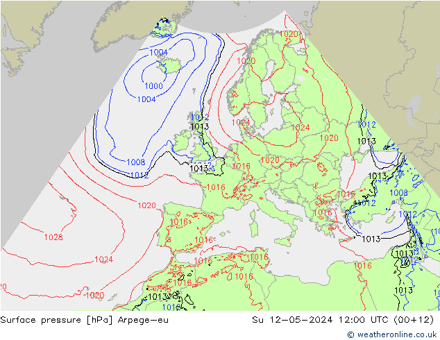 Presión superficial Arpege-eu dom 12.05.2024 12 UTC