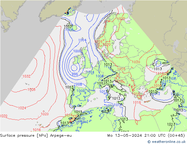 Bodendruck Arpege-eu Mo 13.05.2024 21 UTC