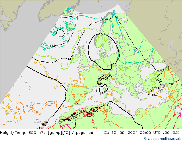 Height/Temp. 850 hPa Arpege-eu Su 12.05.2024 03 UTC