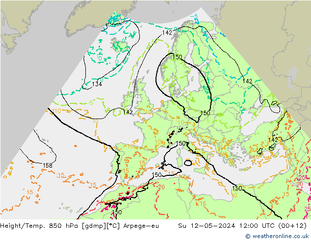 Yükseklik/Sıc. 850 hPa Arpege-eu Paz 12.05.2024 12 UTC