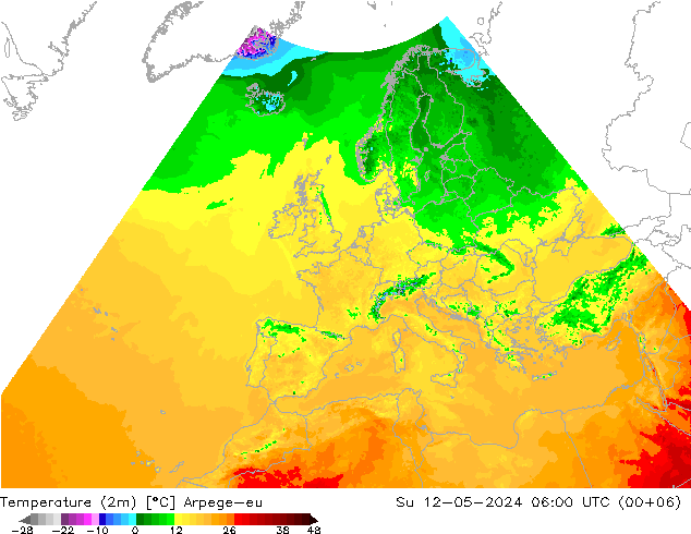 Temperature (2m) Arpege-eu Ne 12.05.2024 06 UTC