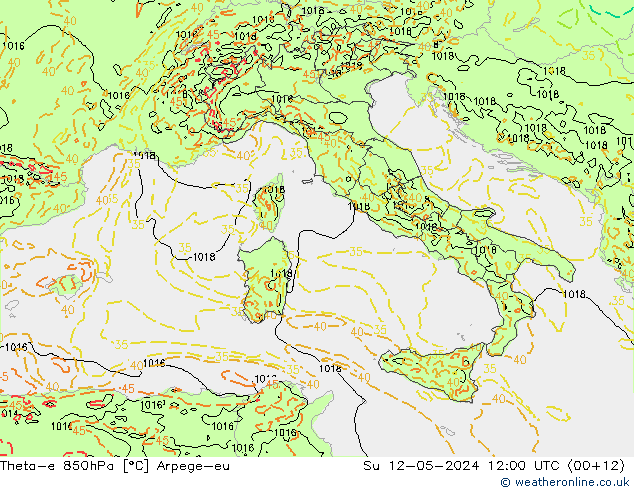 Theta-e 850hPa Arpege-eu dim 12.05.2024 12 UTC