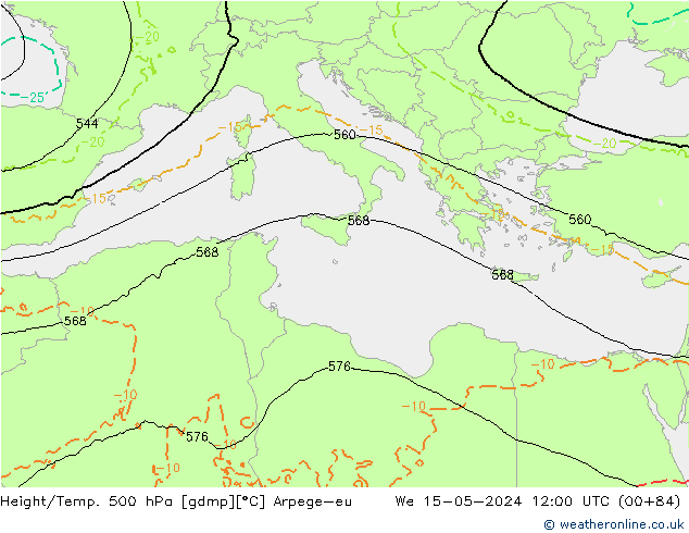 Height/Temp. 500 hPa Arpege-eu  15.05.2024 12 UTC