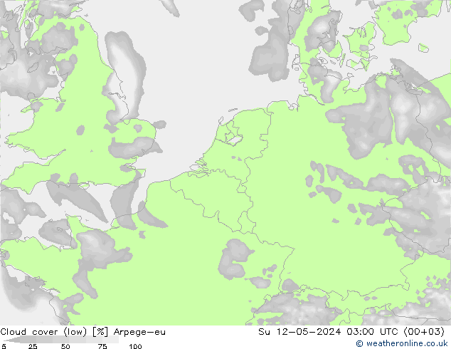 Bulutlar (düşük) Arpege-eu Paz 12.05.2024 03 UTC
