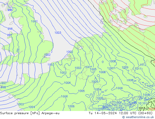 Pressione al suolo Arpege-eu mar 14.05.2024 12 UTC