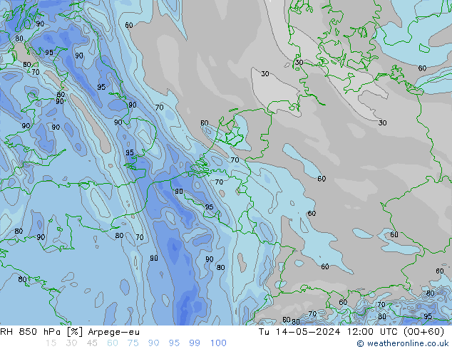 RV 850 hPa Arpege-eu di 14.05.2024 12 UTC