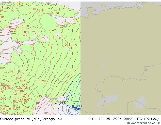 Luchtdruk (Grond) Arpege-eu zo 12.05.2024 09 UTC