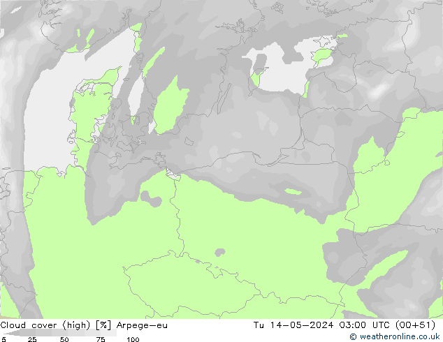 Nuages (élevé) Arpege-eu mar 14.05.2024 03 UTC