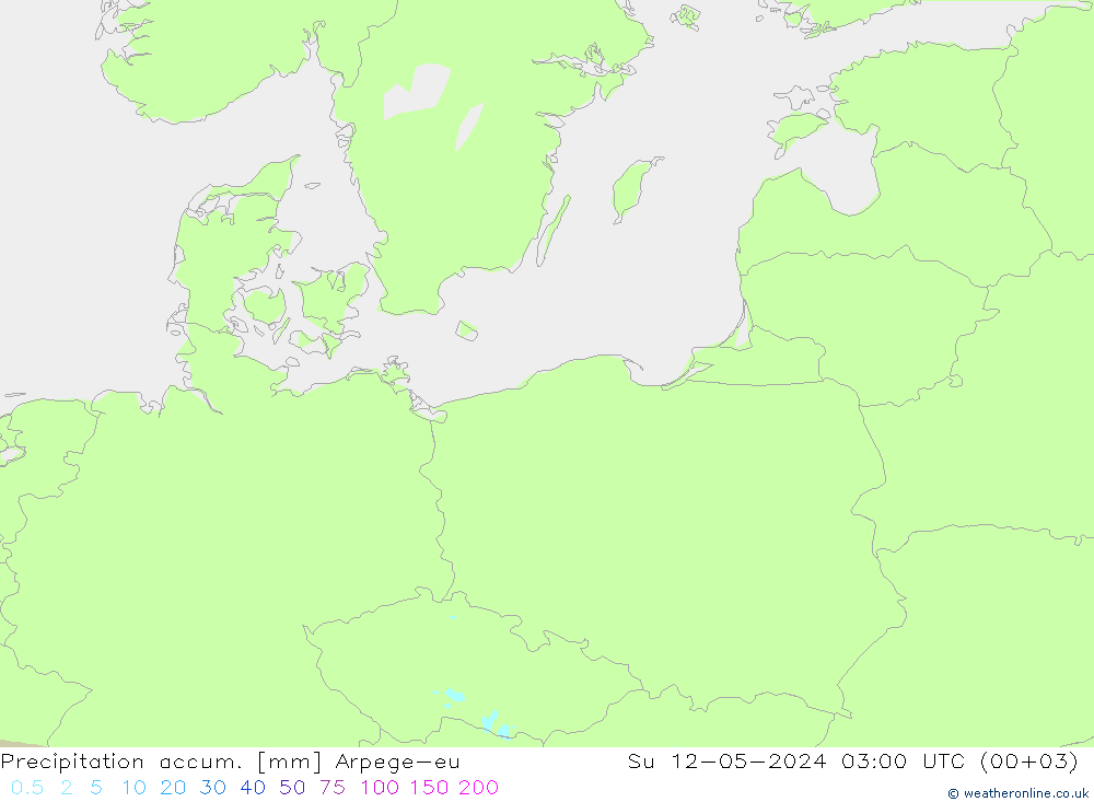 Precipitation accum. Arpege-eu nie. 12.05.2024 03 UTC
