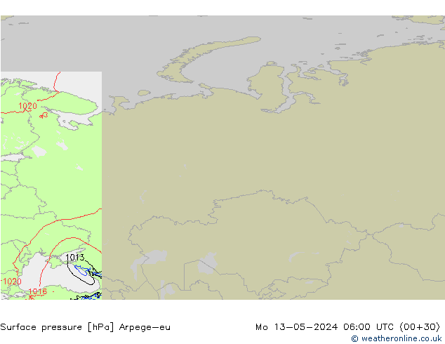 приземное давление Arpege-eu пн 13.05.2024 06 UTC