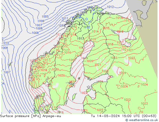 Luchtdruk (Grond) Arpege-eu di 14.05.2024 15 UTC