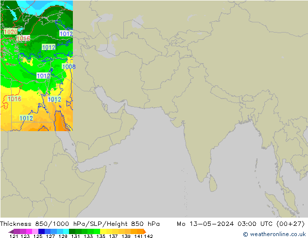 Thck 850-1000 hPa Arpege-eu lun 13.05.2024 03 UTC