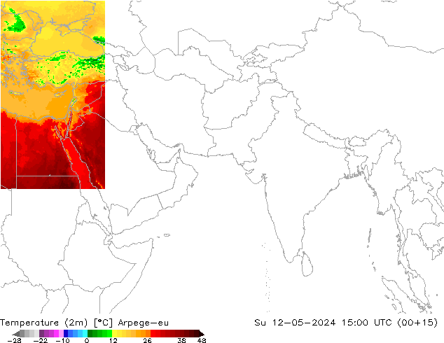 mapa temperatury (2m) Arpege-eu nie. 12.05.2024 15 UTC