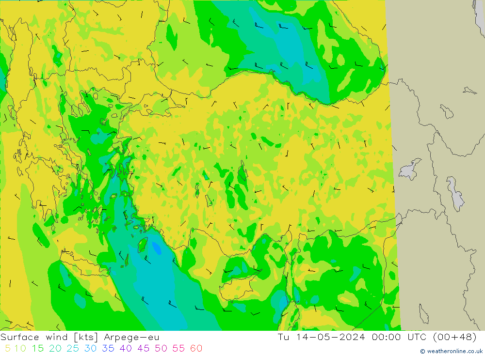 Wind 10 m Arpege-eu di 14.05.2024 00 UTC