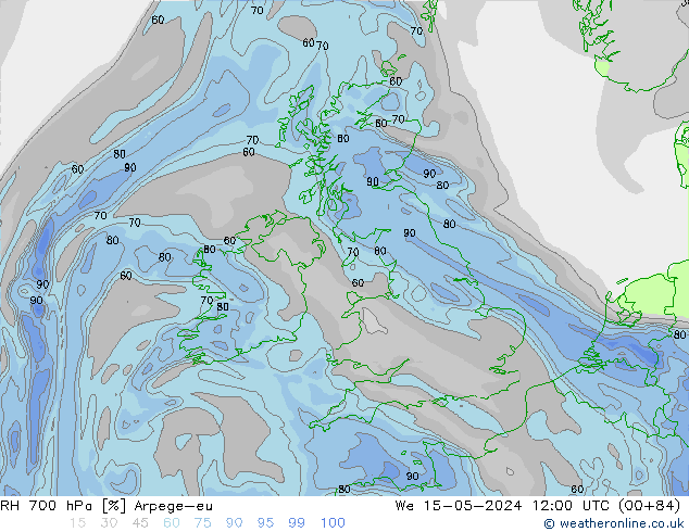 RH 700 hPa Arpege-eu We 15.05.2024 12 UTC