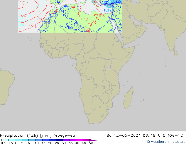 Precipitation (12h) Arpege-eu Ne 12.05.2024 18 UTC