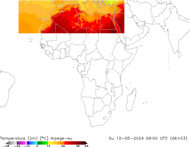 Sıcaklık Haritası (2m) Arpege-eu Paz 12.05.2024 09 UTC