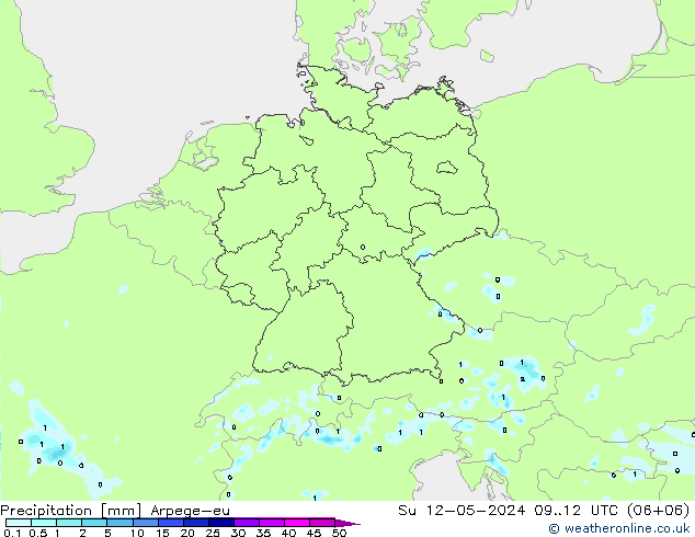Precipitation Arpege-eu Su 12.05.2024 12 UTC