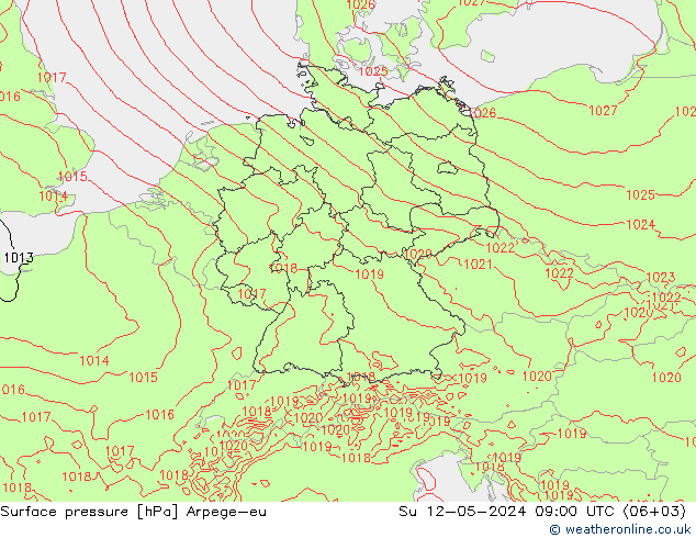 Luchtdruk (Grond) Arpege-eu zo 12.05.2024 09 UTC