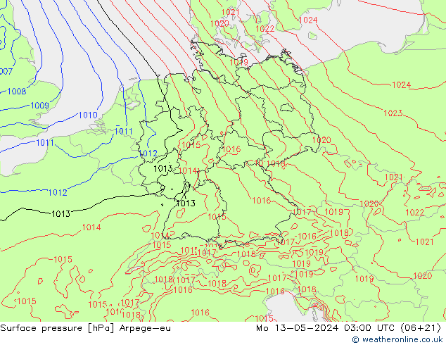 Bodendruck Arpege-eu Mo 13.05.2024 03 UTC