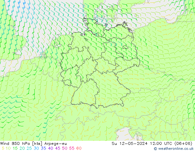 Wind 850 hPa Arpege-eu Ne 12.05.2024 12 UTC