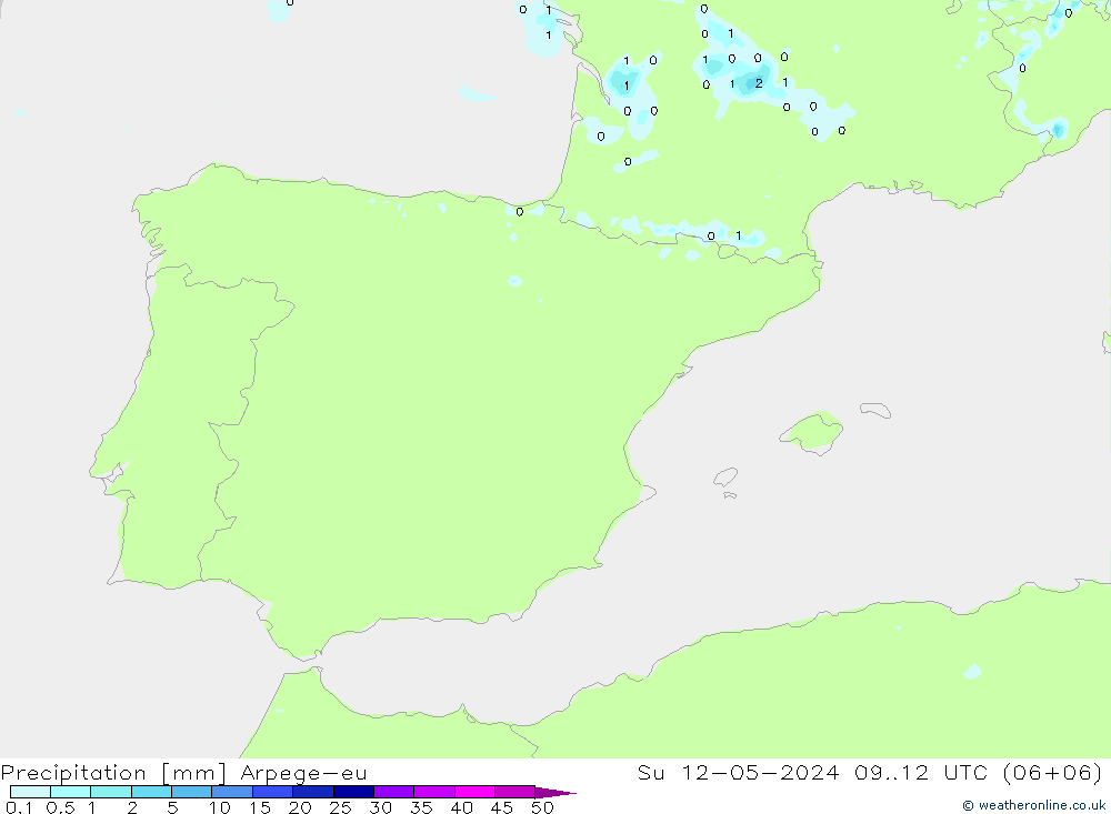 Srážky Arpege-eu Ne 12.05.2024 12 UTC