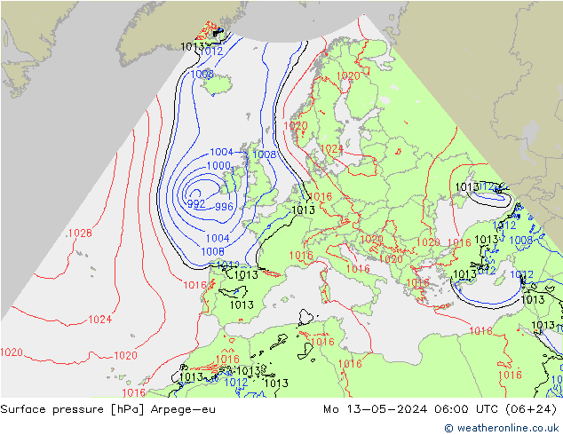 Luchtdruk (Grond) Arpege-eu ma 13.05.2024 06 UTC