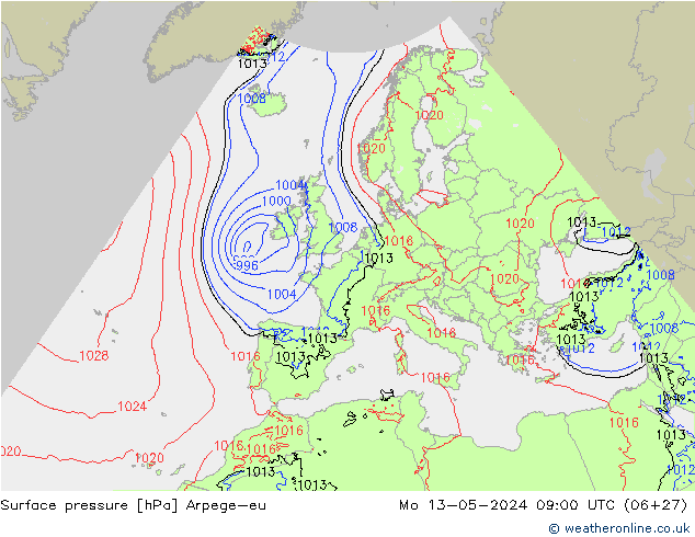 pression de l'air Arpege-eu lun 13.05.2024 09 UTC
