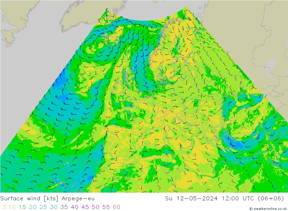 Surface wind Arpege-eu Su 12.05.2024 12 UTC