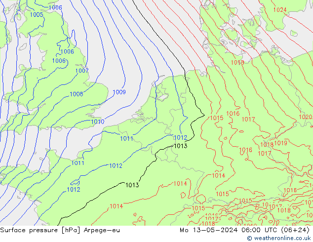 Bodendruck Arpege-eu Mo 13.05.2024 06 UTC