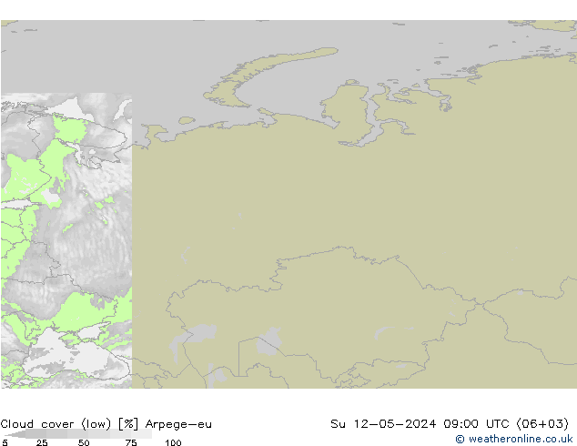 zachmurzenie (niskie) Arpege-eu nie. 12.05.2024 09 UTC