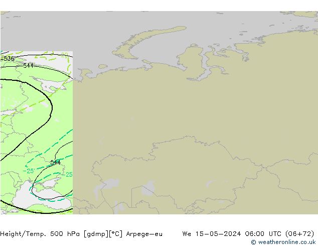 Yükseklik/Sıc. 500 hPa Arpege-eu Çar 15.05.2024 06 UTC