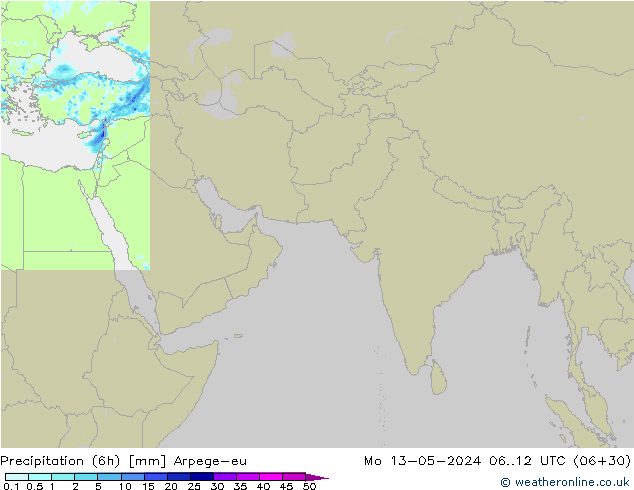 Precipitação (6h) Arpege-eu Seg 13.05.2024 12 UTC