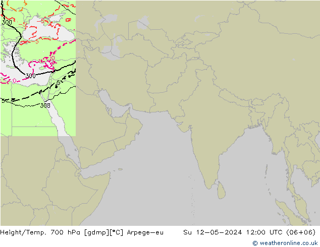 Height/Temp. 700 hPa Arpege-eu 星期日 12.05.2024 12 UTC