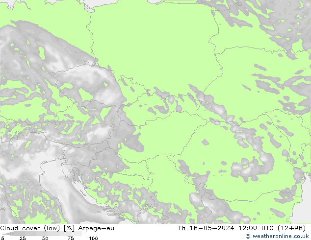 nízká oblaka Arpege-eu Čt 16.05.2024 12 UTC