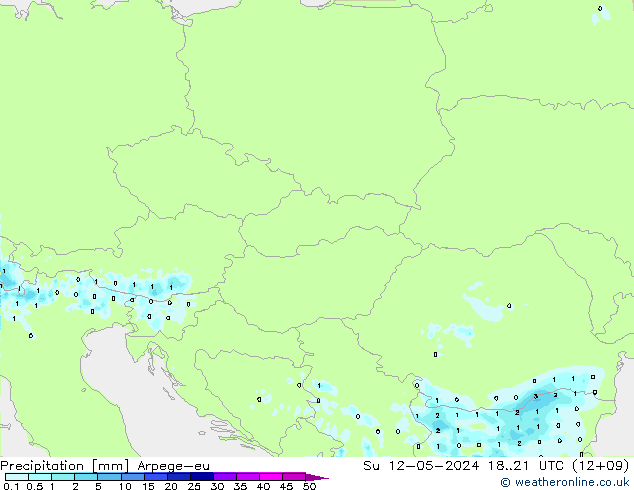 Precipitation Arpege-eu Su 12.05.2024 21 UTC