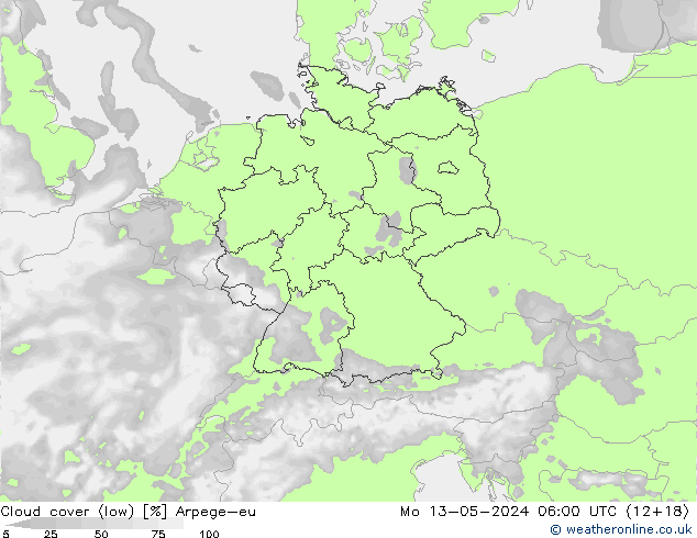 zachmurzenie (niskie) Arpege-eu pon. 13.05.2024 06 UTC