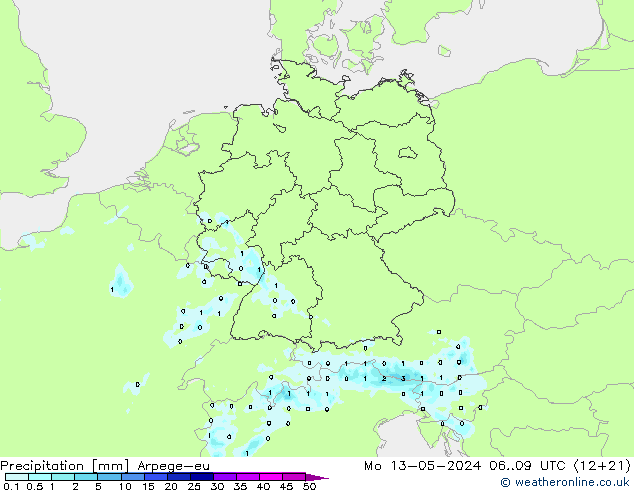 降水 Arpege-eu 星期一 13.05.2024 09 UTC