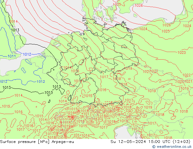 地面气压 Arpege-eu 星期日 12.05.2024 15 UTC