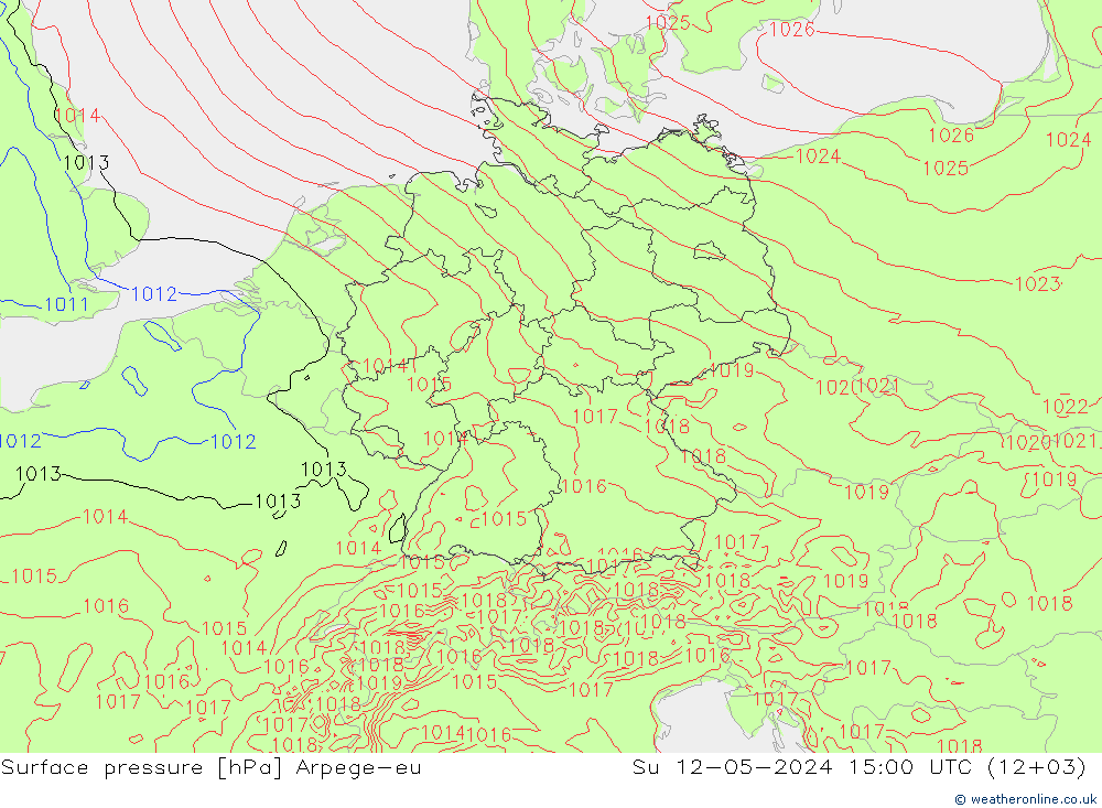 Surface pressure Arpege-eu Su 12.05.2024 15 UTC