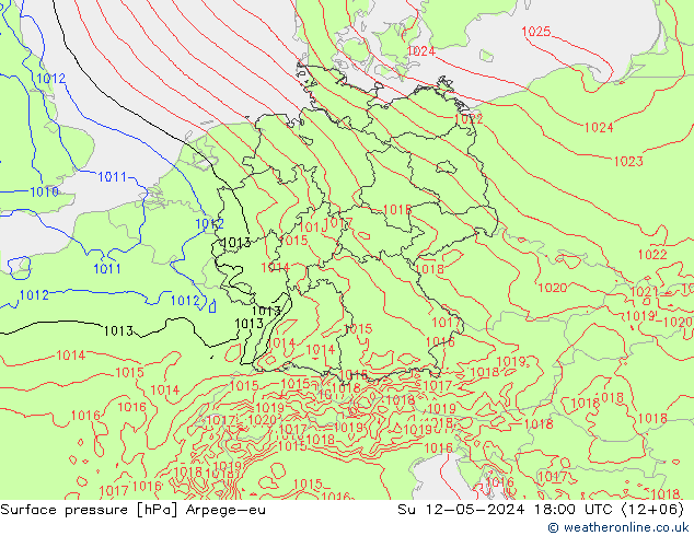 地面气压 Arpege-eu 星期日 12.05.2024 18 UTC